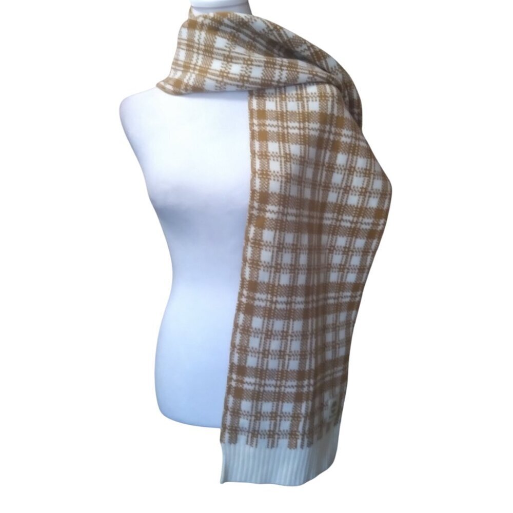 Timberland  Unisex Outdoor Winter/Fall Checked Brown Cream Scarf  62 x 10" NEW